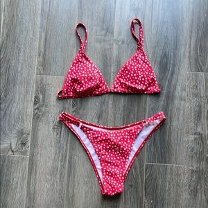 SHEIN Red and White Flower Bikini Set